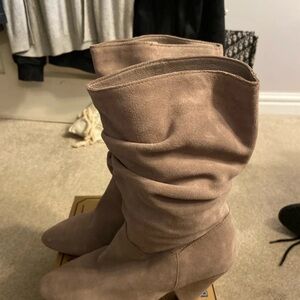 Boots Women's Taupe Suede Heeled Boots